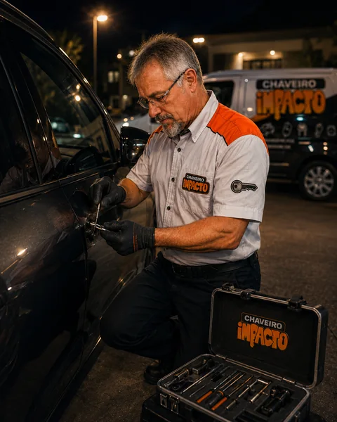 Atendimento de abertura automotiva da Chaveiro Impacto em Joinville